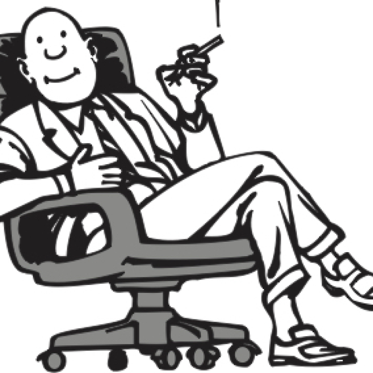 Cartoon: Mann im Bürostuhl mit Zigarre